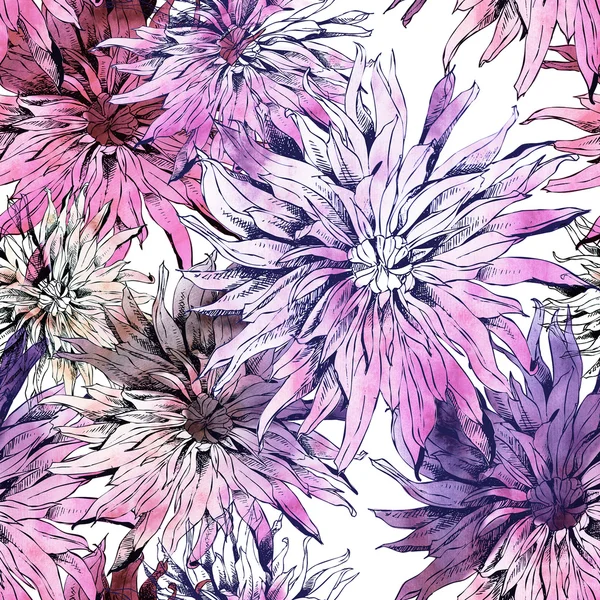 Dahlia seamless mönster — Stockfoto