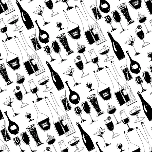Seamless Pattern of Glasses and Bottles — Stock Photo, Image