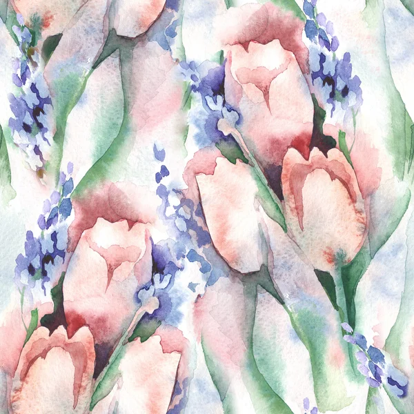 Tulpen naadloze patroon — Stockfoto