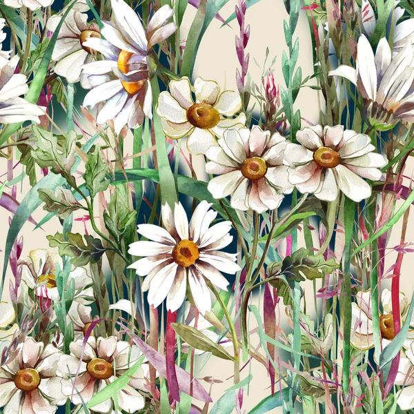 Summers Flowers Seamless Pattern — Stock Photo, Image