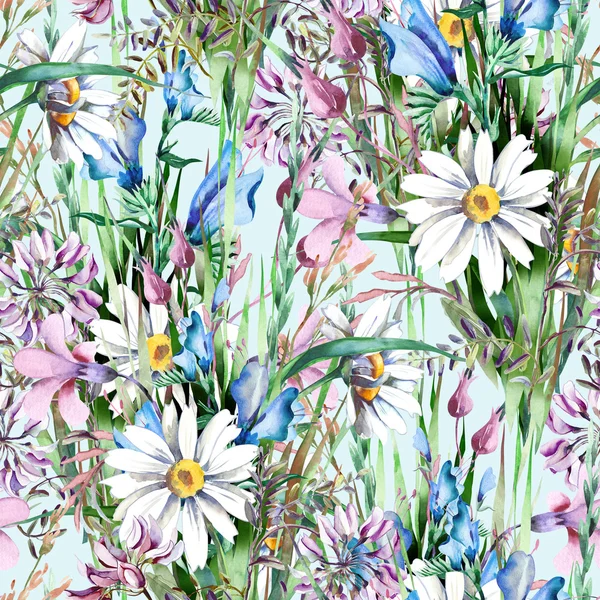 Field Flowers Seamless Pattern — Stock Photo, Image