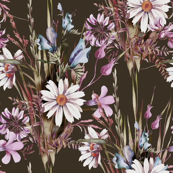 Field Flowers Seamless Pattern — Stock Photo, Image