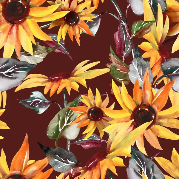 Zonnebloemen naadloos patroon — Stockfoto