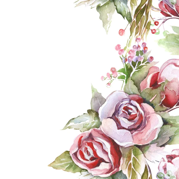 Watercolor Banner of Roses — Stock Photo, Image