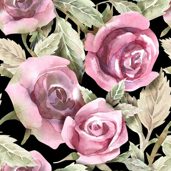Vzor bezešvé akvarel růže — Stock fotografie