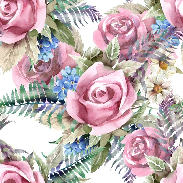 Watercolor Roses Seamless Pattern — Stock Photo, Image