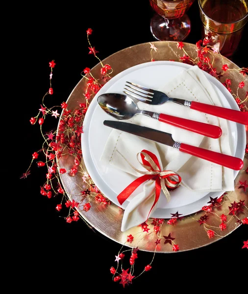 Fijación de mesa festiva sobre fondo negro — Foto de Stock