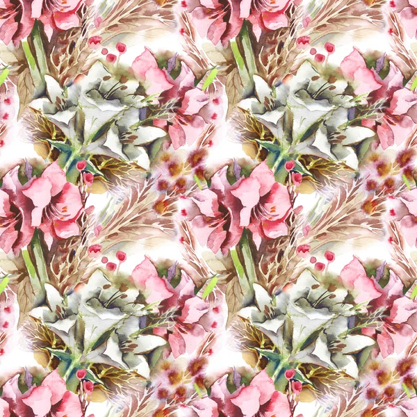 Aquarel naadloos patroon van bloemen — Stockfoto