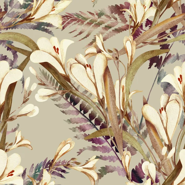 Бесшовный узор с цветами крокосмии — стоковое фото