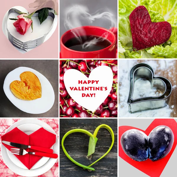 Conjunto de corazones con elementos alimenticios —  Fotos de Stock