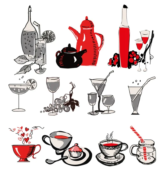 Ilustração de um conjunto de bebidas — Fotografia de Stock