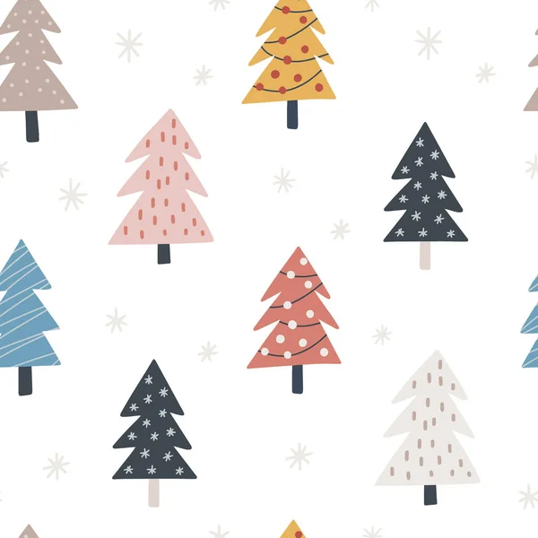 Modèle Sans Couture Avec Des Arbres Noël Illustration Vectorielle Dessinée — Image vectorielle