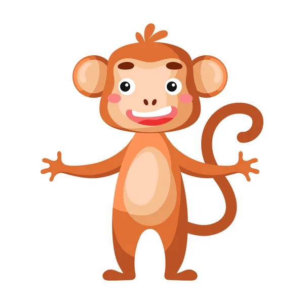 Lindo Estampado Divertido Mono Sobre Fondo Blanco Personaje Animal Dibujos — Vector de stock
