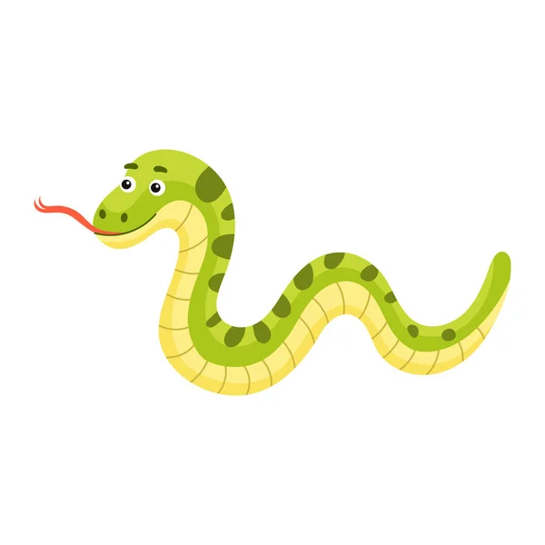 Lindo Estampado Serpiente Divertida Sobre Fondo Blanco Personaje Animal Dibujos — Vector de stock