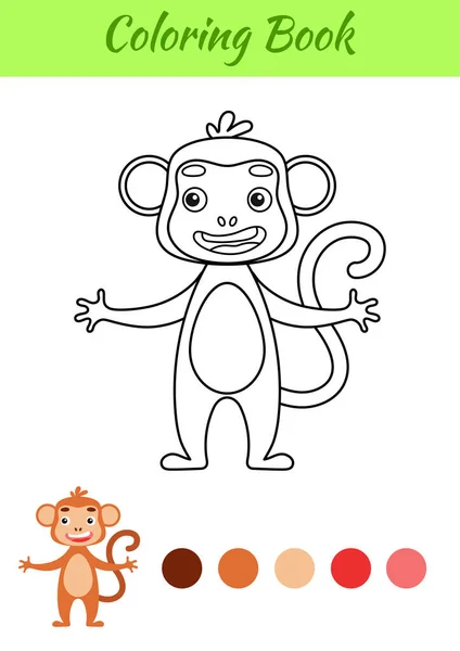 Dibujo Para Colorear Mono Feliz Libro Para Colorear Para Niños — Vector de stock