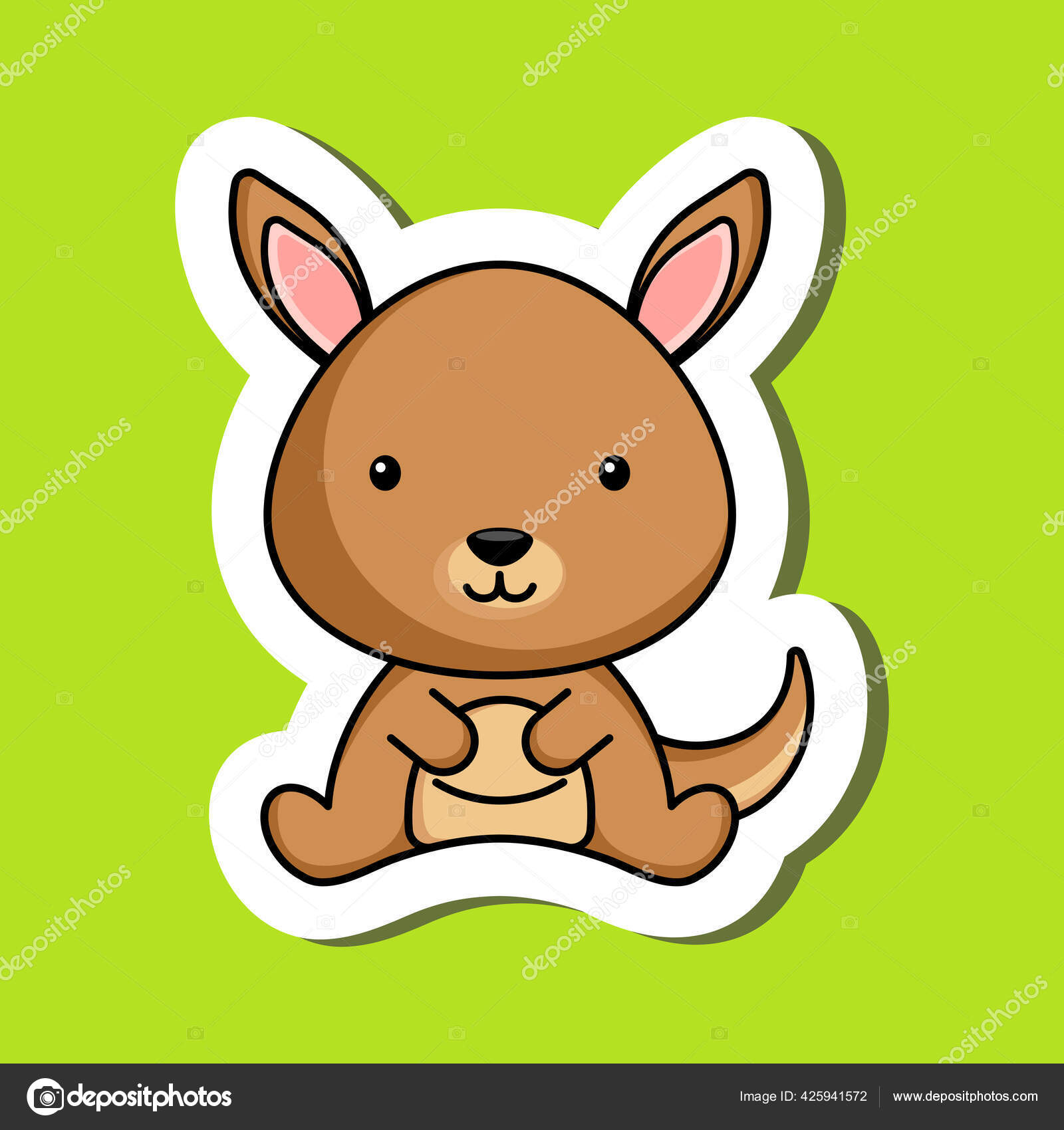 Sød Tegneserie Mærkat Lille Kænguru Logo Skabelon Maskot Dyr Karakter  Stockvektor af ©Valentyna92 425941572, image size:1600x1700