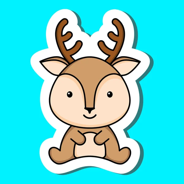 Roztomilý Kreslený Nálepka Malý Jelen Logo Šablony Mascot Zvířecí Charakter — Stockový vektor