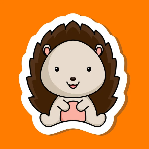 Bonito Desenho Animado Adesivo Pequeno Hedgehog Logotipo Modelo Mascote Design — Vetor de Stock