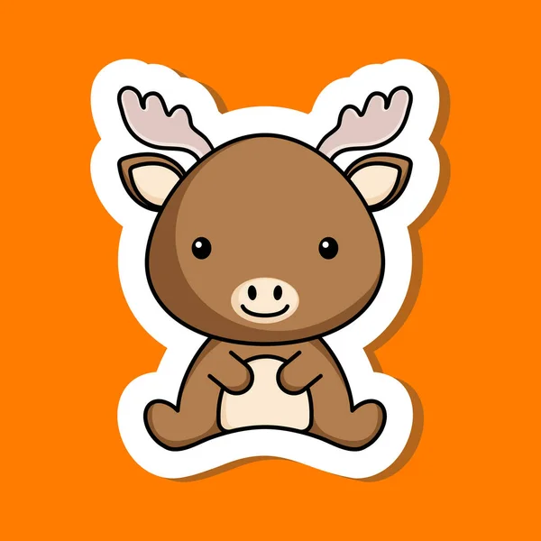 Roztomilé Kreslené Nálepky Malé Losí Logo Šablony Mascot Zvířecí Charakter — Stockový vektor