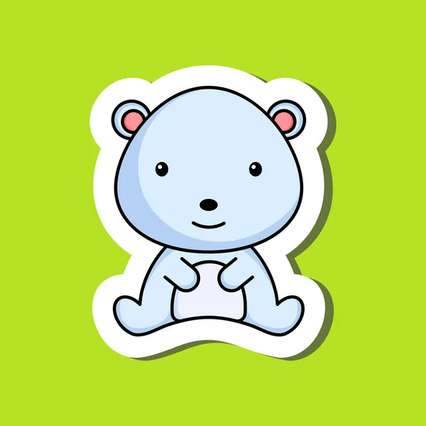 Bonito Desenho Animado Adesivo Pouco Polar Urso Logotipo Modelo Mascote — Vetor de Stock