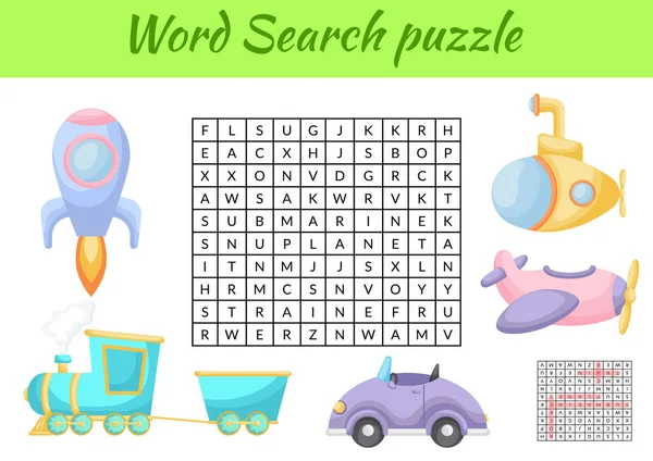 Oyun, resimli çocuklar için hayvanların kelime araması yapbozu şablonu. Çocuk aktivitesi çalışma tablosu basılabilir versiyonu. İngilizce kelime eğitimi için eğitici bir oyun. Cevapları da içeriyor. Vektör stok illüstrasyonu