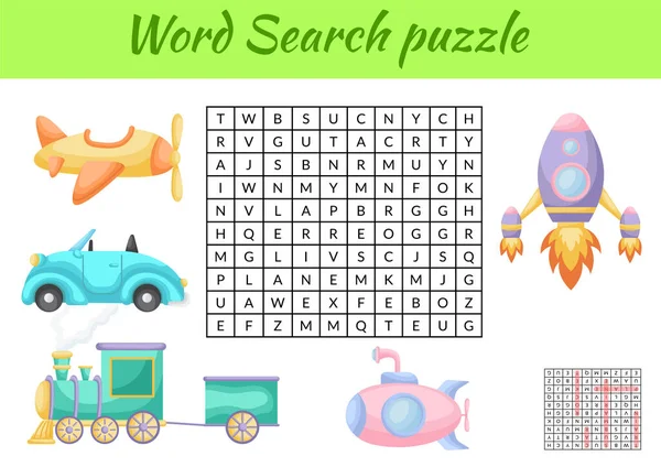 Oyun, resimli çocuklar için hayvanların kelime araması yapbozu şablonu. Çocuk aktivitesi çalışma tablosu basılabilir versiyonu. İngilizce kelime eğitimi için eğitici bir oyun. Cevapları da içeriyor. Vektör stok illüstrasyonu