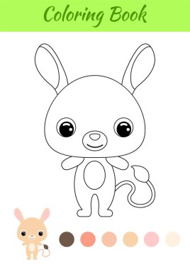 Boyama kitabı küçük bebek Jerboa. Çocuklar için boyama sayfası. Anaokulu yılları için eğitici aktiviteler çocuklar ve şirin hayvanlı bebekler. Siyah ve beyaz vektör stok çizimi.