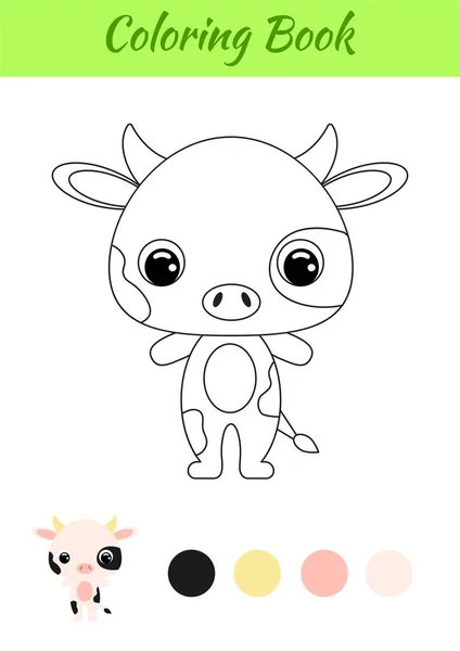 Libro Para Colorear Pequeña Vaca Bebé Página Para Colorear Para — Archivo Imágenes Vectoriales