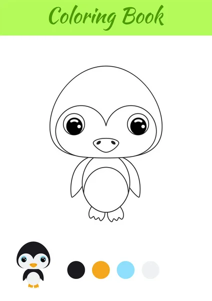 Libro Para Colorear Pequeño Pingüino Bebé Página Para Colorear Para — Vector de stock