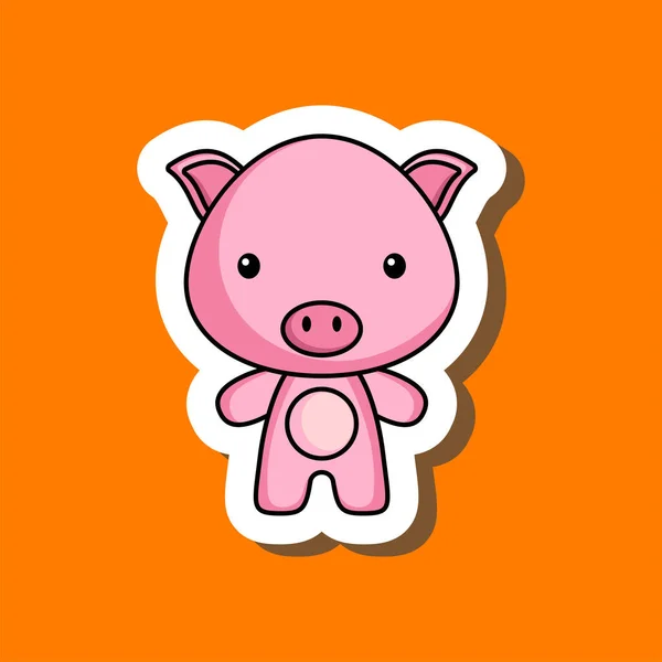 Niedliche Cartoon Aufkleber Kleines Schwein Maskottchen Animal Charakter Design Für — Stockvektor