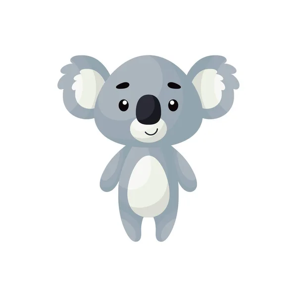 Netter Kleiner Koala Auf Weißem Hintergrund Zeichentrick Tierfigur Für Kinderkarten — Stockvektor