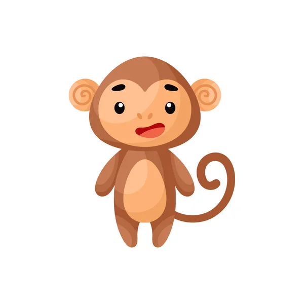 Lindo Mono Sobre Fondo Blanco Personaje Animal Dibujos Animados Para — Vector de stock