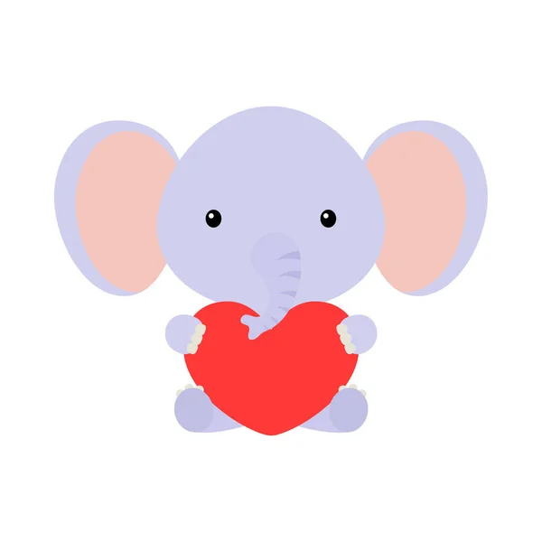 Lindo Elefante Divertido Con Corazón Sobre Fondo Blanco Personaje Animal — Archivo Imágenes Vectoriales