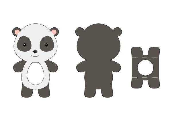 Modèle Mignon Die Cut Panda Porte Oeuf Chocolat Boîte Papier — Image vectorielle