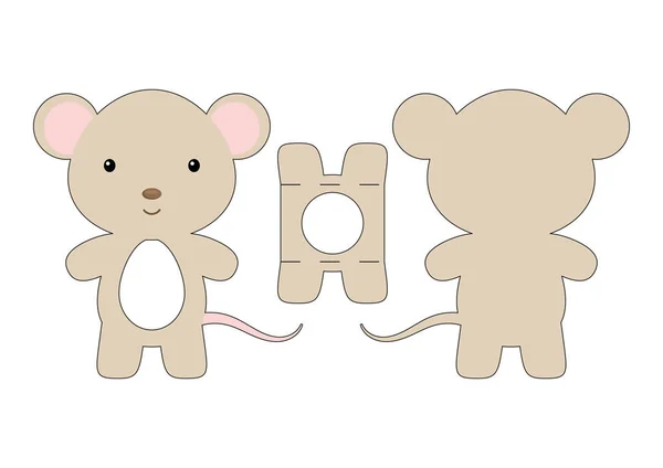Carino Die Cut Mouse Modello Titolare Uovo Cioccolato Scatola Carta — Vettoriale Stock