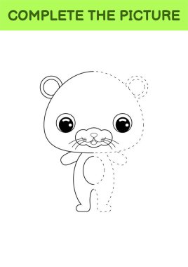 Sevimli bir hamsterın resmi. Boyama kitabı. Nokta kopyalama oyunu. El yazısı pratiği, çizim becerileri eğitimi. Eğitim, basılabilir çalışma tablosu geliştiriyor. Etkinlik sayfası. Vektör illüstrasyonu.