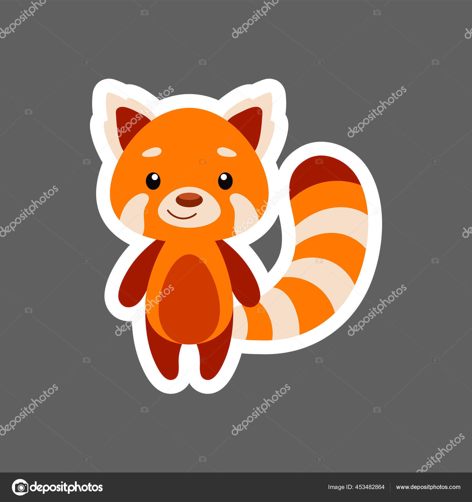 Bayi Kecil Stiker Panda Merah Yang Lucu Karakter Kartun Hewan Stok Vektor Valentyna92 453482864
