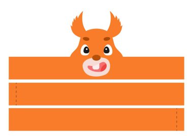 Basılabilir sincap kafa bandı. Parti tacı ölür. Doğum günü, Noel, bebek partisi için şablon kesilir. Eğlence için eğlenceli bir aksesuar. Yazdır, kes ve yapıştır. Vektör stok illüstrasyonu.