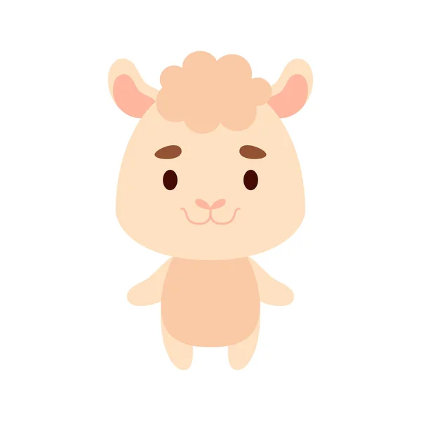 Alpaca Pequena Bonito Fundo Branco Personagem Animal Dos Desenhos Animados — Vetor de Stock