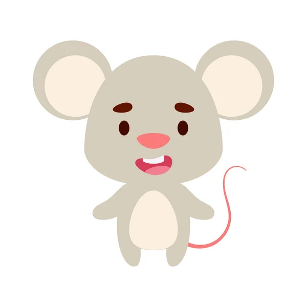 Мила Маленька Мишка Білому Тлі Мультяшний Тваринний Персонаж Дитячих Карт — стоковий вектор
