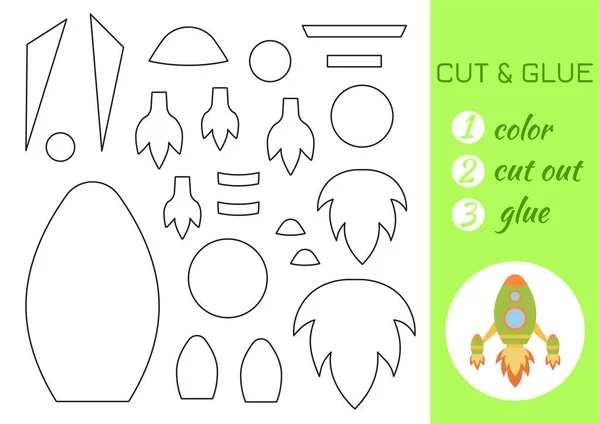 Color Cut Glue Paper Green Helicopter Cut Paste Craft Activity — Stock Vector