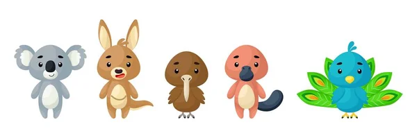 Des Animaux Mignons Collection Drôle Personnages Animaux Pour Les Cartes — Image vectorielle