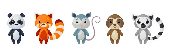 Des Animaux Mignons Collection Drôle Personnages Animaux Pour Les Cartes — Image vectorielle