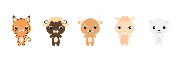 Bonito Bebê Animais Estilo Cartoon Coleção Animais Personagens Para Crianças — Vetor de Stock