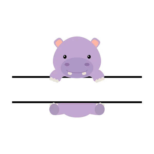 Mignon Monogramme Divisé Hippopotames Drôle Personnage Dessin Animé Pour Chemise — Image vectorielle