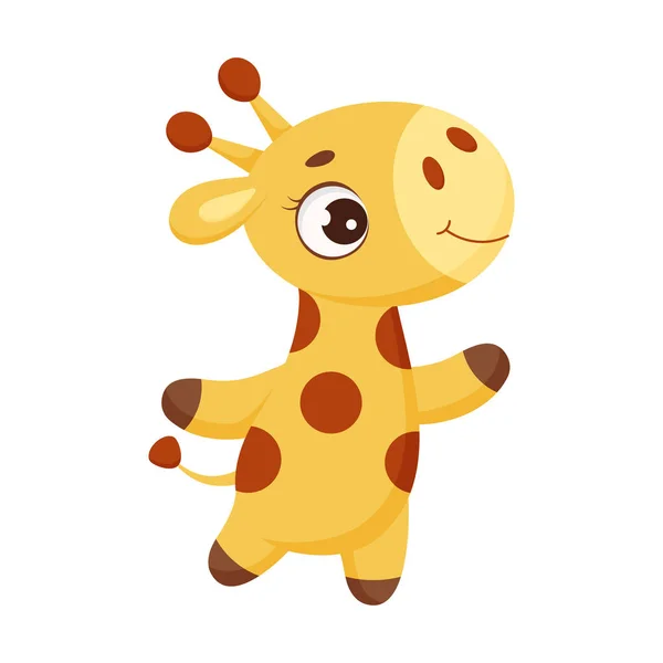 Drôle Petite Girafe Personnage Dessin Animé Mignon Pour Imprimer Cartes — Image vectorielle