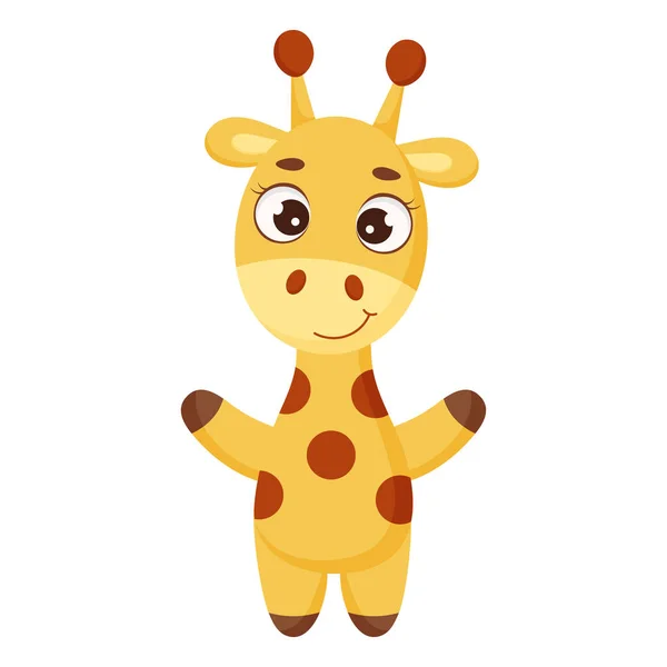 Cute Little Giraffe Funny Cartoon Character Print Greeting Cards Baby — Wektor stockowy