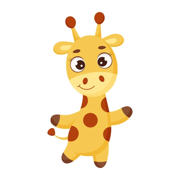 Drôle Petite Girafe Personnage Dessin Animé Mignon Pour Imprimer Cartes — Image vectorielle