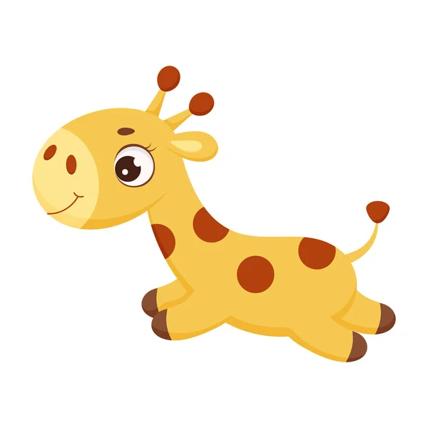 Jolie Petite Girafe Qui Saute Personnage Dessin Animé Drôle Pour — Image vectorielle