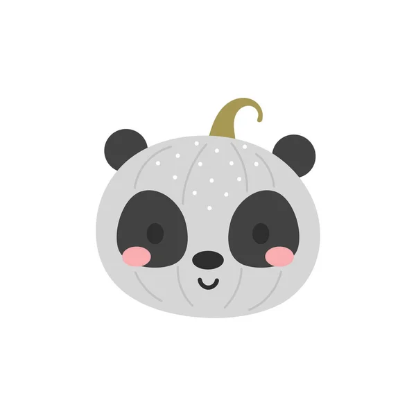 Feliz Halloween Linda Calabaza Dibujos Animados Con Cara Panda Decoración — Vector de stock